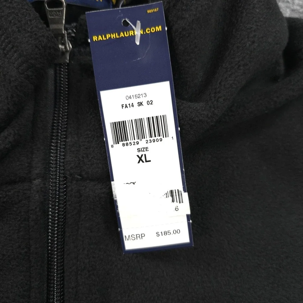 Polo‎ Ralph Lauren Jacket Mens XL Black Fleece 1/4 Zip Fair Isle Nordic NEW